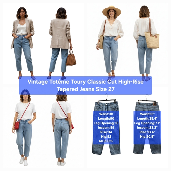 Toteme Denim - Toteme Toury Classic Cut High-Rise Tapered Cropped Jeans - Light Wash Size 27